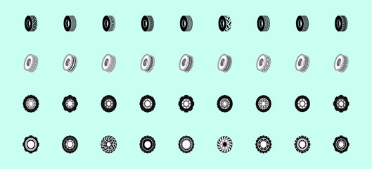 a set of tractor tires icon design template with various models. vector illustration