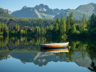Boat on the lake at Strbske Pleso, High Tatras