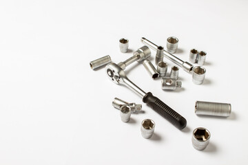 Tools on a white background. Concept. repair, car repair, service, father's day