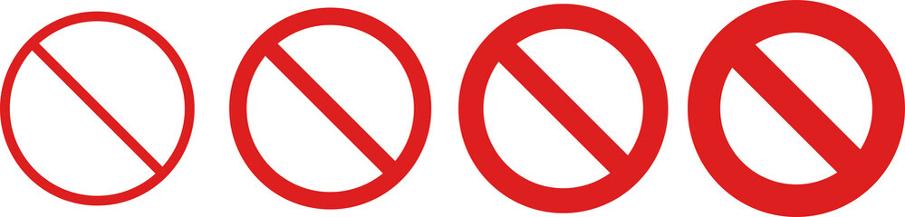 Set of prohibited simple red sign icon