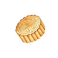 Mid autumn festival, moon cake hand drawn watercolor clipart
