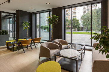 Interior of a empty modern hotel lounge bar