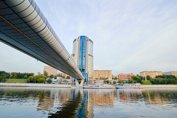Moscow modern subway station bridge across Moskva river.