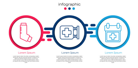 Set line Inhaler, Hospital signboard and Doctor appointment. Business infographic template. Vector.