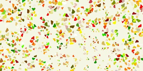 Light green, yellow vector backdrop with chaotic shapes.