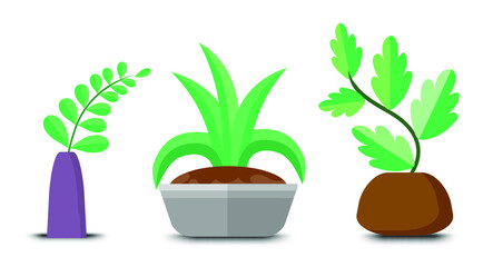flowerpot icons vector, Doodle house plants