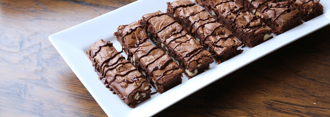 brownie baked sliced and prepared for serving