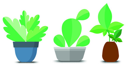 flowerpot icons vector, Doodle house plants
