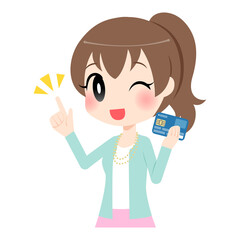 クレカを持つ女性（バストアップ）