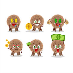 Bronze medals ribbon cartoon character with cute emoticon bring money