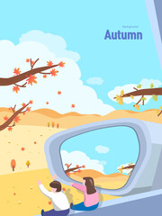 Autumn emotion illustration : Autumn picnic drive
