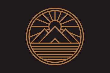 Egyptian mystical pyramids with sun and rays