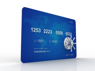 3d rendering  credit or debit card protection lock