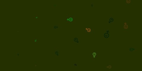 Light Green, Red vector backdrop with woman's power symbols.