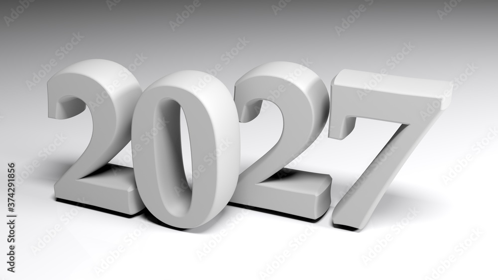 Poster 2027 gray write on gray background - 3d rendering illustration
