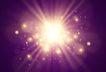 Bright beautiful star.Vector illustration of a light effect on a transparent background.