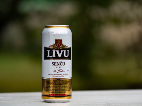 In this photo illustrations Livu Sengu Alus beer can seen outdoor