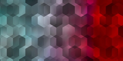 Light Blue, Red vector background with set of hexagons.