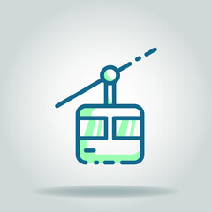 Logo or symbol of cable car icon with twotone blue color style

