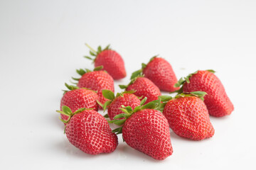 Strawberries isolated on white background.  