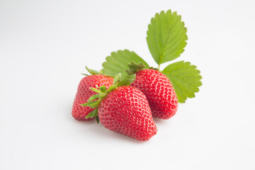 Strawberries isolated on white background.  
