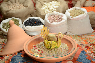 legume family in sacks with food traditional