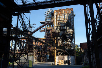 Fototapeta na wymiar View of old closed metallurgical factory in Ostrava city, Czech Republic..