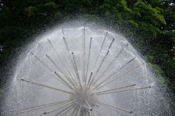 Fountain ball. Water jets in the shape of a dandelion.