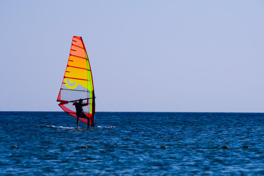 Windsurfing, Sea Entertainment, Extreme Sport. Gokceada, Turkey.