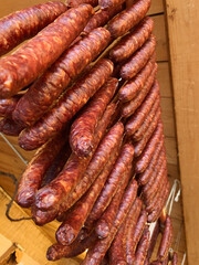 sausages on a market