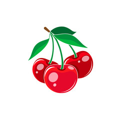 Red cherry vector illustration. Cherry isolated on white background eps 10 vector illustration.