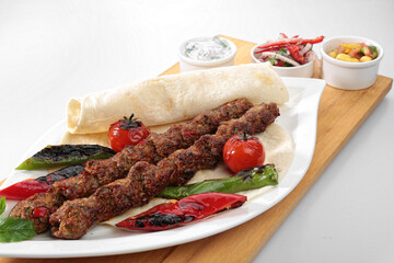 minced meat kebab plate turkish cuisine