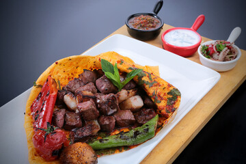 liver shish kebab traditional turkish food