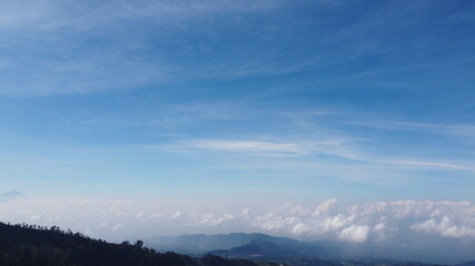 wide and beautiful sky views of the countryside on the slopes of Mount Sumbing