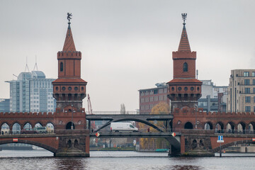 Oberbaumbrucke across the Spree, the longest bridge of Berlin in Germany
