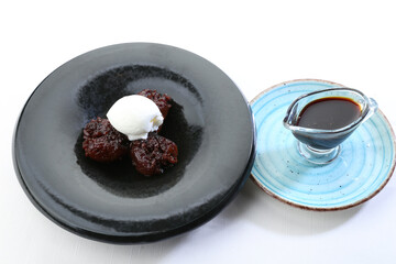 baked apricot dessert gourmet white background