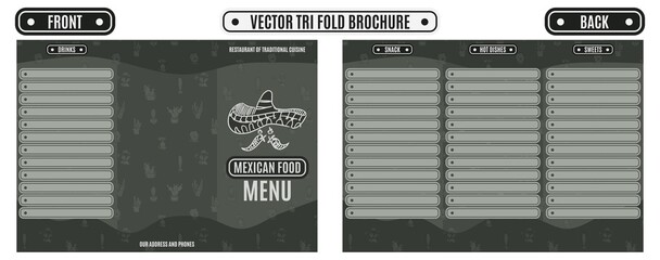 mexican food menu template. print to restaurant