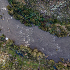 Murrumbidgee River flowing through Stony Creek Nature Reserve vertical view