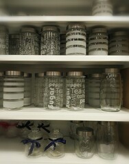 Empty jars for kitchen interior decor.