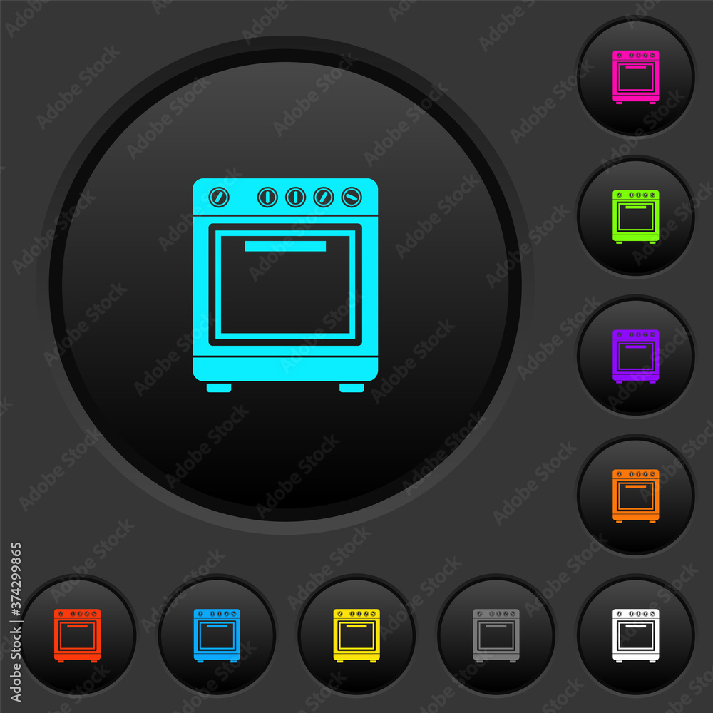 Poster oven dark push buttons with color icons