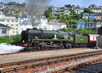 Battle of Britain Class Steam Loco "Lord Dowding" at Kingswear, Devon