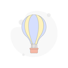 hot air balloon isolated vector flat illustration on white