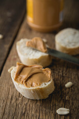 Peanut butter with fresh bread