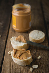 Peanut butter with fresh bread