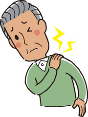 肩の痛みに苦しむ男性
