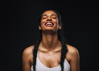 Close up portrait of fit woman