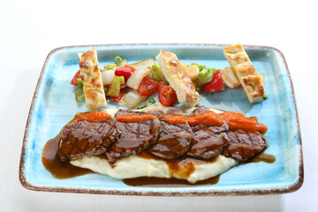 broiled meat steak fancy service