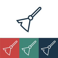 Linear vector icon with broom