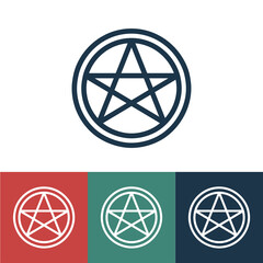 Linear vector icon with pentagram