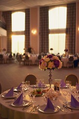 living room with festive meals. restaurant arranged for the event